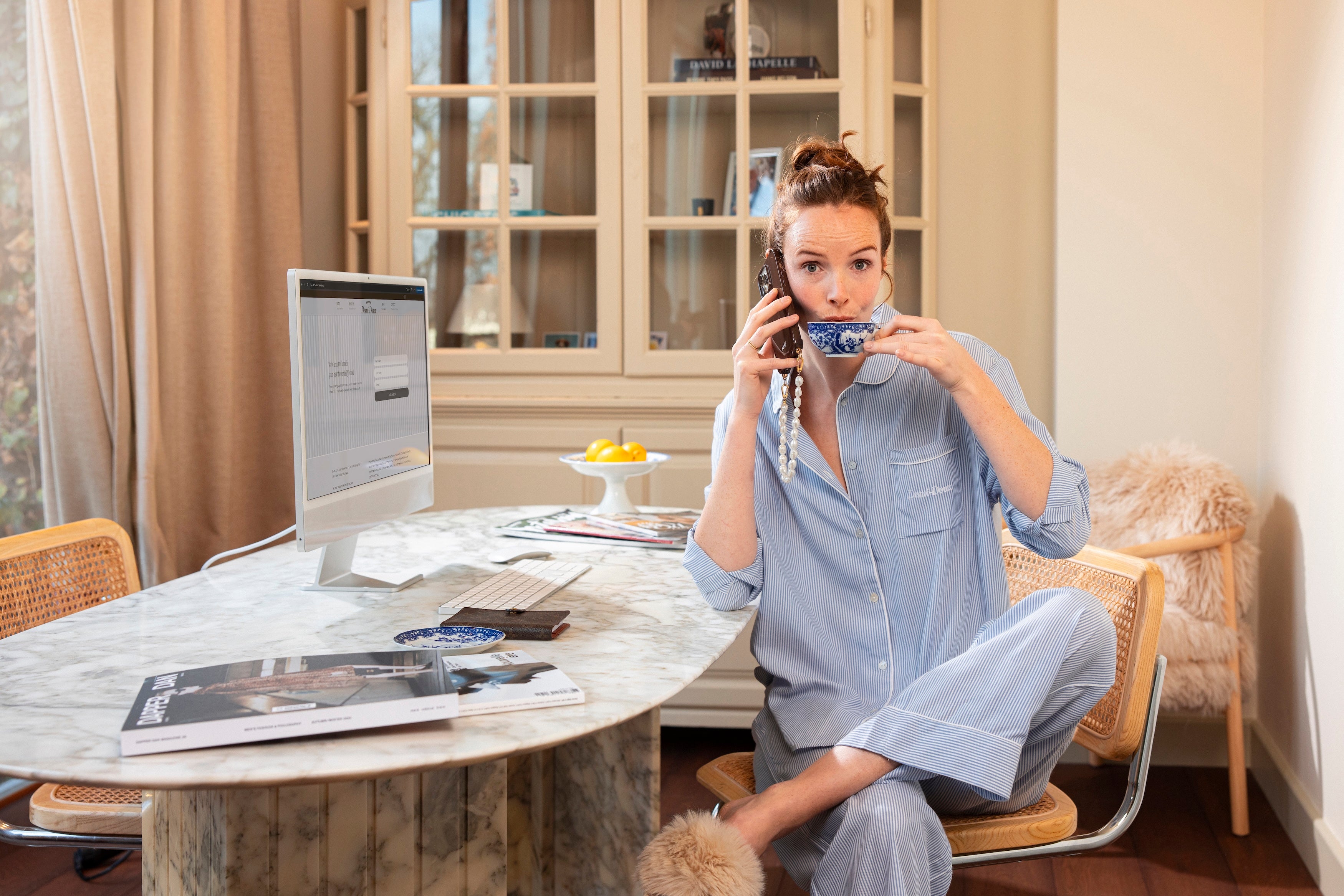 The Sophie long PJ Set - Classic blue