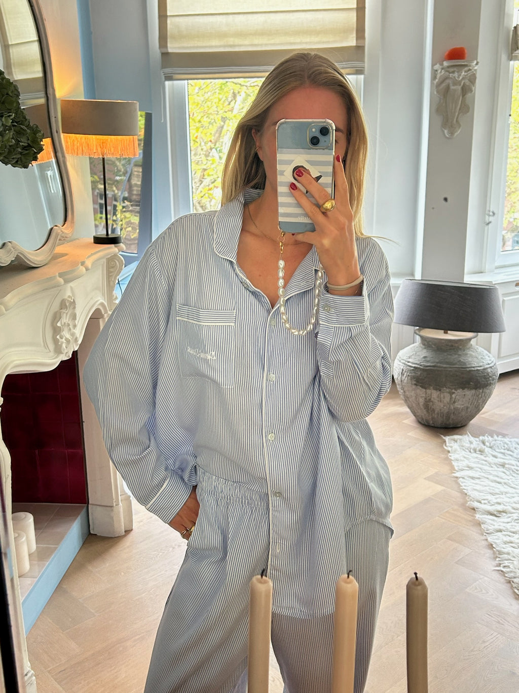 The Sophie long PJ Set - Classic blue