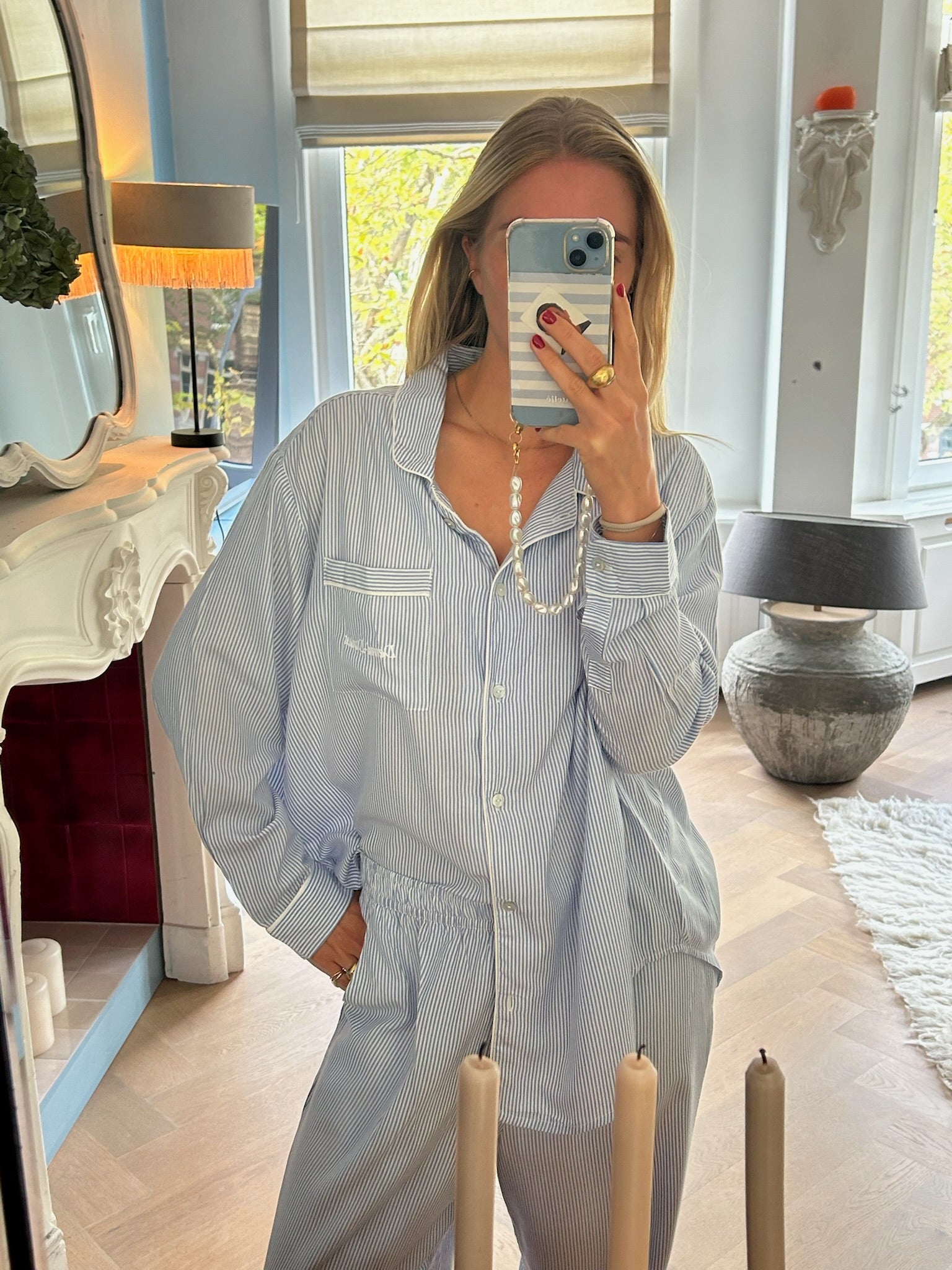 The Sophie long PJ Set - Classic blue