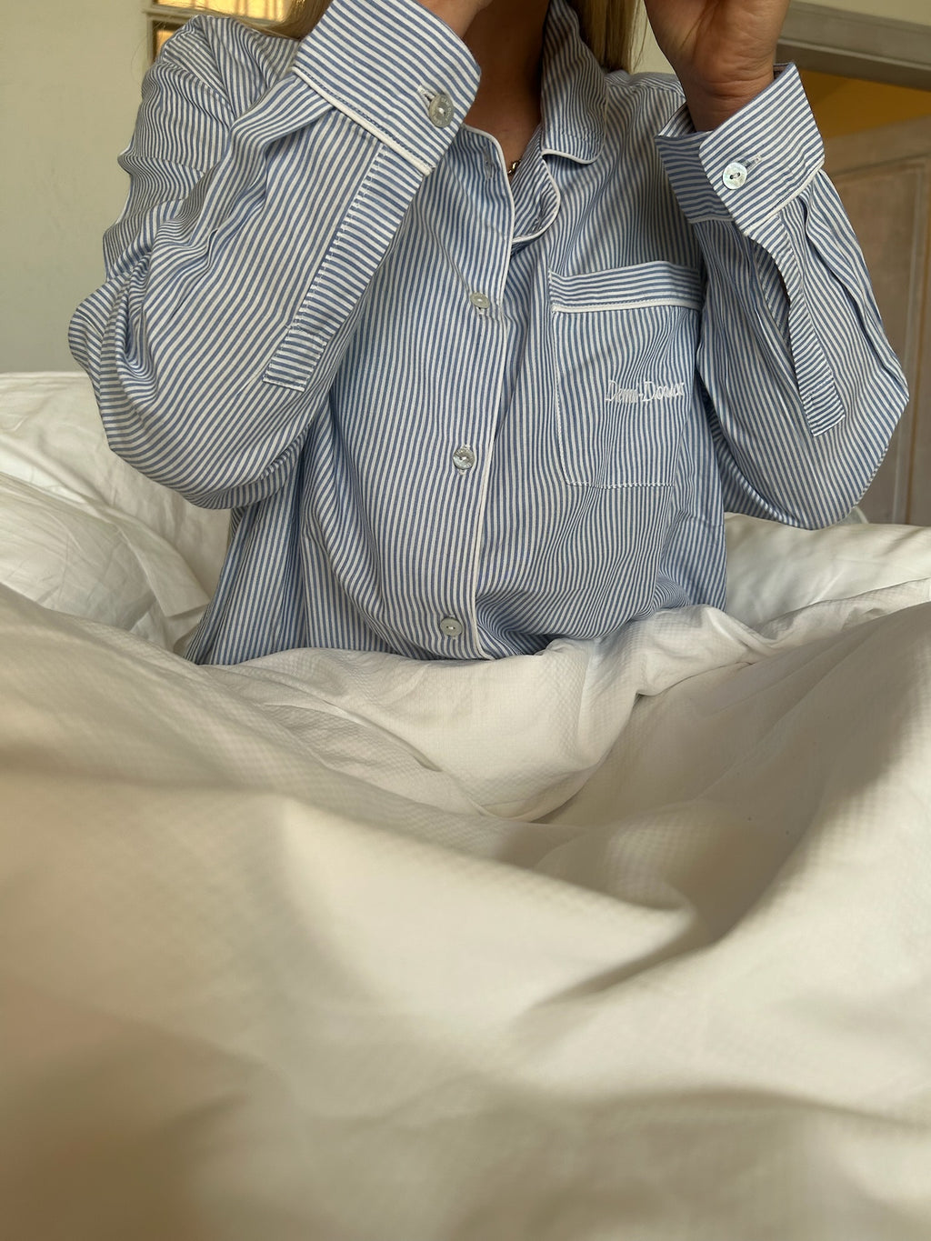 The Sophie long PJ Set - Classic blue