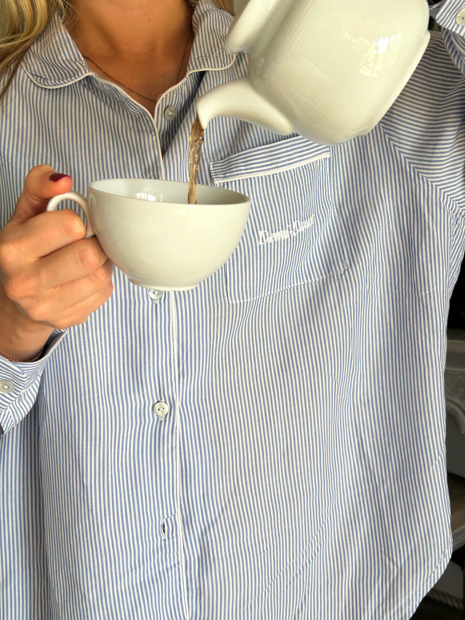 The Sophie long PJ Set - Classic blue