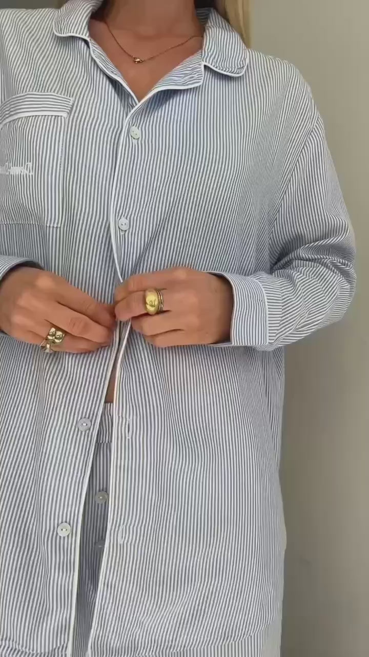 The Sophie long PJ Set - Classic blue